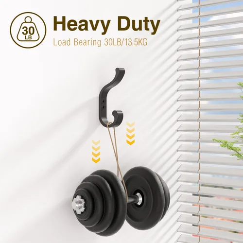 Miniatura 3 de bussdis Ganchos de pared para colgar abrigos, ganchos de mochila resistentes para pared, soporta hasta 30 libras, ganchos grandes para toallas, Negro
