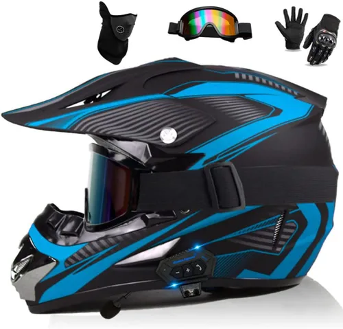 Miniatura 9 de Casco Bluetooth de cara completa para motocross, motocross, ATV, motocicleta, casco Bluetooth para hombres y mujeres, aprobado por el DOT, de cuatro