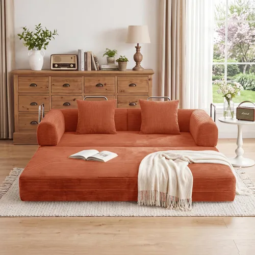 Miniatura 20 de Sofá cama convertible de 59.0 pulgadas, sofá cama futón 4 en 1, sofá cama extraíble, sofá cama sin hueso para sala de estar, sofás de pana sin hueso