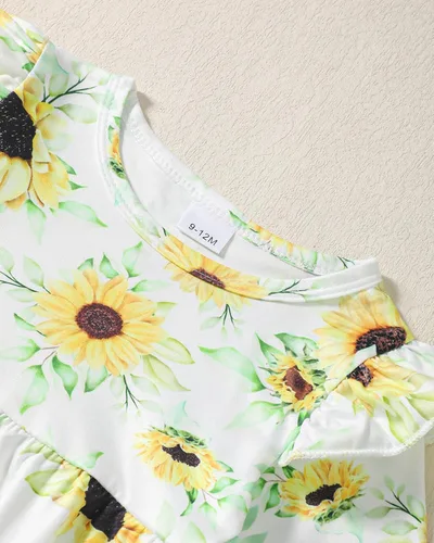 Miniatura 3 de Conjunto de ropa para bebé niña con volantes y manga larga y pantalones para niña pequeña para otoño e invierno, 9M-4T