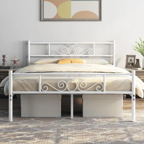 Miniatura 15 de Topeakmart Base de cama de metal clásico negro de 13 pulgadas con cabecero, base de colchón, cama de plataforma, base de cama con listones
