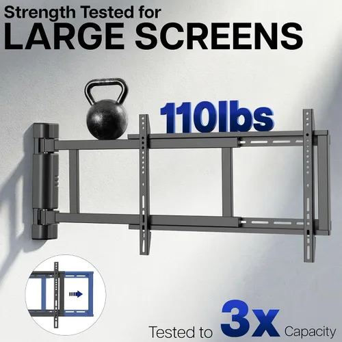 Miniatura 5 de VIVO Soporte de pared eléctrico de acero de perfil bajo para pantallas de plasma LCD LED de 32 a 75 pulgadas, soporte motorizado para TV con giro