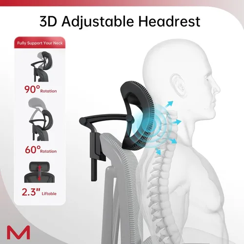 Miniatura 8 de Silla de oficina ergonómica con reposapiés, silla de oficina con reclinable de 136°, silla de escritorio de oficina con soporte lumbar ajustable