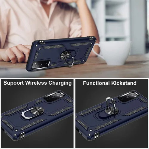 Miniatura 4 de LUMARKE Funda para Galaxy S20 FE con protector de pantalla, supera los 16 pies, probada en caídas, de grado militar, con soporte de anillo Azul
