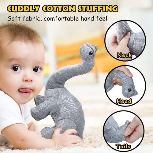 Miniatura 6 de TOY Life Dinosaurios a control remoto – Electrónico para caminar, brontosaurio de peluche y animal de peluche, dinosaurio RC regalo para niños de 3