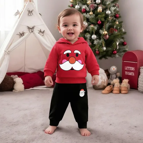 Miniatura 95 de Conjunto de ropa de otoño e invierno para bebé y niño, sudadera larga con capucha y pantalones para niños pequeños, 6, 12, 18, 24 meses, 2T