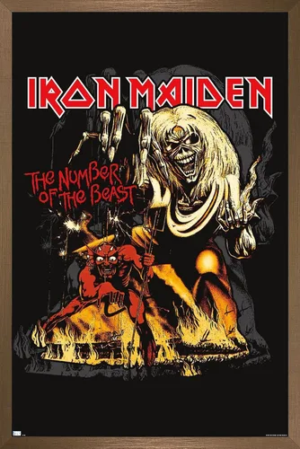 Miniatura 13 de Trends International Iron Maiden - Póster de pared con el número de la bestia, 34 pulgadas de largo x 22.4 pulgadas de ancho, paquete de póster