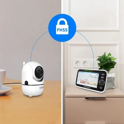 Miniatura 7 de HelloBaby Monitor de Bebé Mejorado de 5'' con Batería de 30 Horas, 2 Cámaras Pan-Tilt-Zoom, Rango de 1000 pies Monitor de Video y Audio para Bebé