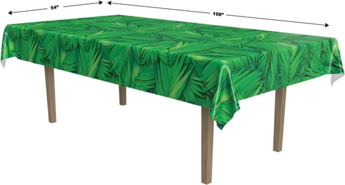 Miniatura 3 de Beistle Manteles de hoja de palma, 54 x 108 pulgadas, 2 piezas, mantel de plástico, decoraciones de fiesta hawaiana, mantel tropical de selva