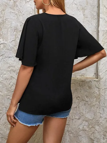 Miniatura 2 de OYOANGLE Women's Maternity Short Sleeve Split Hem V Neck Casual Soft Tunic Tee Shirt