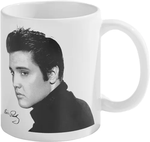 Pyramid International Elvis Presley - Taza de café de cerámica (diseño de retrato) de 11 onzas, tazas y tazas de café para mujeres y hombres,