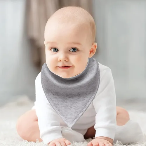 Miniatura 4 de Baberos bandana para bebé, paquete de 10 baberos para bebés, niños, niñas, unisex, 100% algodón, baberos suaves y absorbentes (azul y marrón)