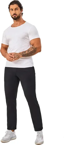 Miniatura 3 de AbleTree Pantalones deportivos con forro polar de 27 pulgadas de entrepierna Atheltic Joggers para hombres cortos con bolsillo con cremallera