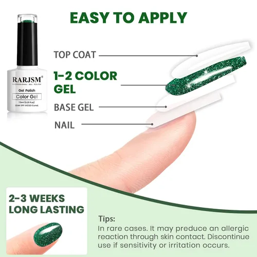 Miniatura 7 de RARJSM - Esmalte de uñas de gel con purpurina, de color verde oliva, brillante y brillante, para manicura DIY y salón de uñas, requiere secado