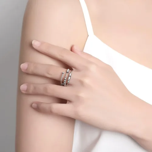 Miniatura 8 de Anillos de código morse para mujer, anillo giratorio de acero inoxidable, anillos para ansiedad, anillo de código morse, regalos inspiradores