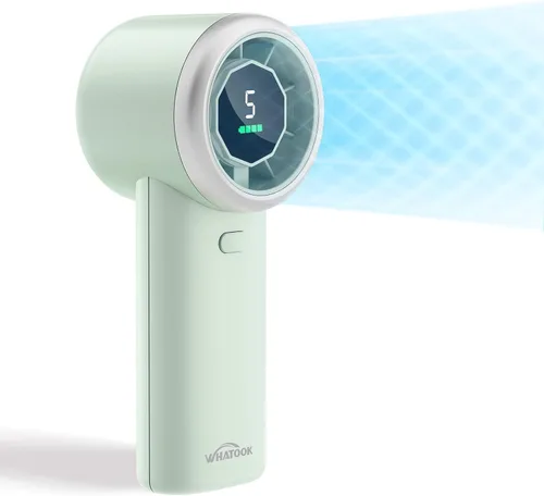 Miniatura 10 de WHATOOK Ventilador turbo portátil de mano, mini ventilador personal de 5 velocidades con batería recargable de 4000 mAh, ventilador de bolsillo