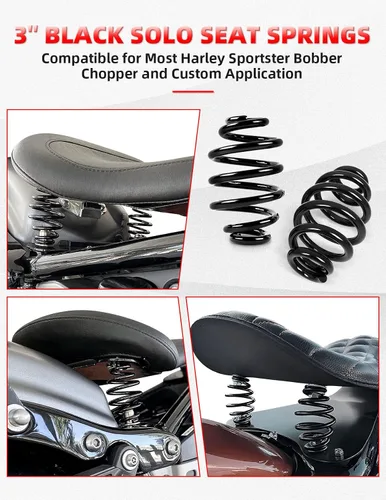 Miniatura 6 de Amazicha Resortes de asiento solo negros de 3 pulgadas para Harley Davidson Chopper Bobber Softail Sportster