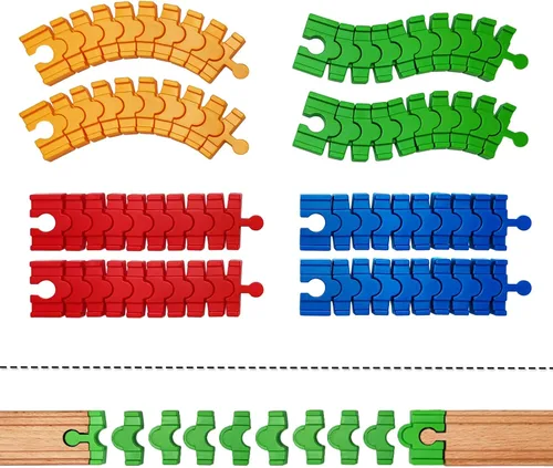 Miniatura 8 de Accesorios de madera para rieles de tren, 44 piezas de conectores de madera para riel, compatibles con todas las principales marcas de tren, regalo