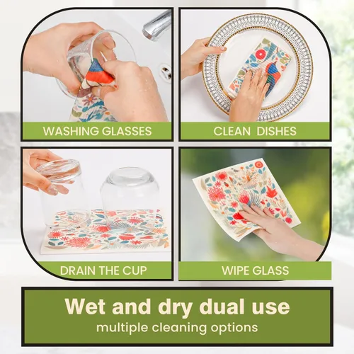 Miniatura 5 de Paños de cocina suecos reutilizables, paquete de 6, paños de cocina sin olor, paños de papel reutilizables de secado rápido, paños de papel