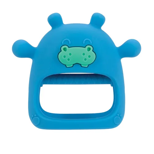 Nuby Manopla de dentición de muñeca de silicona - Anillo de dentición para bebé - 3+ meses - Hipopótamo