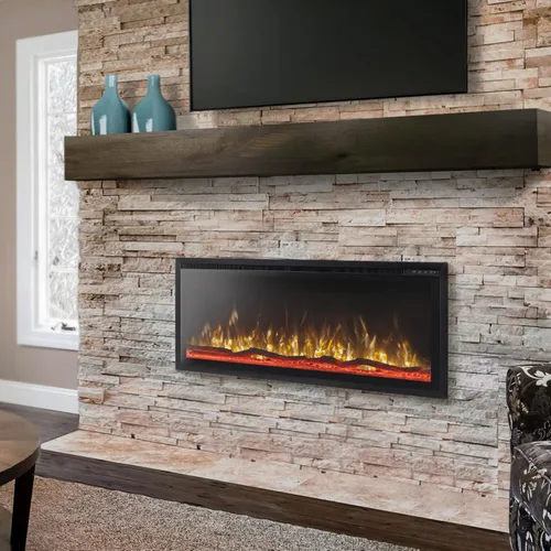 Miniatura 8 de Sophia & William Chimenea eléctrica de 42 pulgadas montada en la pared, calentador de chimenea con control remoto, bisel ultra estrecho para sala