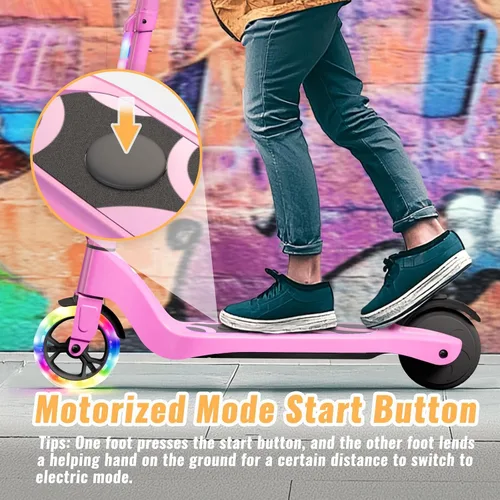 Miniatura 2 de LIEAGLE Patinete Eléctrico para Niños de 6-12 Años, Plataforma con Luces LED, Patinetes para Niños con Manillar de 3 Niveles de Ajuste hasta 36 Rosa