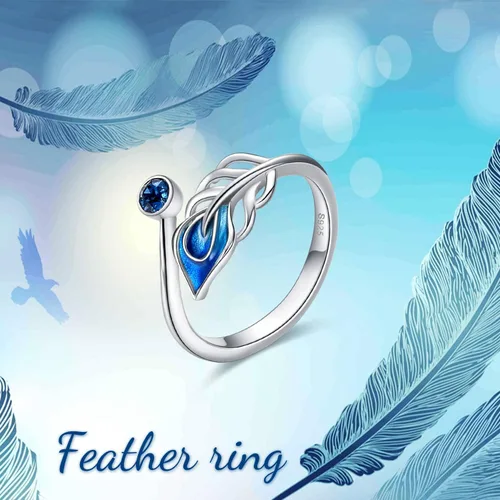 Miniatura 4 de Anillo ajustable con pluma, libélula, cruz, celta, plata de ley, joyería abierta, regalos para mujer