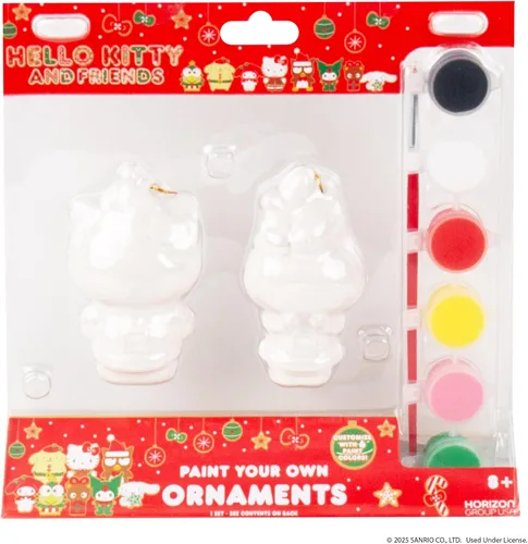 Miniatura 7 de Hello Kitty® y My Melody™ Kit para pintar tus propios adornos navideños, juego de manualidades de cerámica para las fiestas, paquete de 2