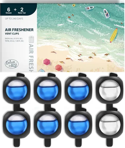 Miniatura 7 de Clips ambientadores para ventilación de automóvil, paquete de 8, proporciona aroma duradero, hasta 240 días, eliminador de olores (manzana y canela)