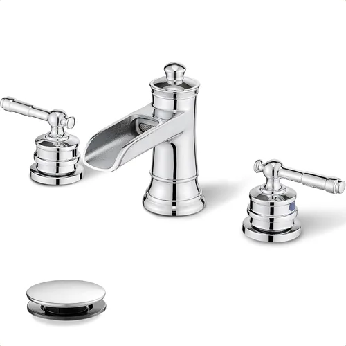Miniatura 11 de Grifo de baño generalizado de 4 a 16 pulgadas de níquel cepillado, grifo de cascada de latón para fregadero de baño, 2 asas con mangueras de agua