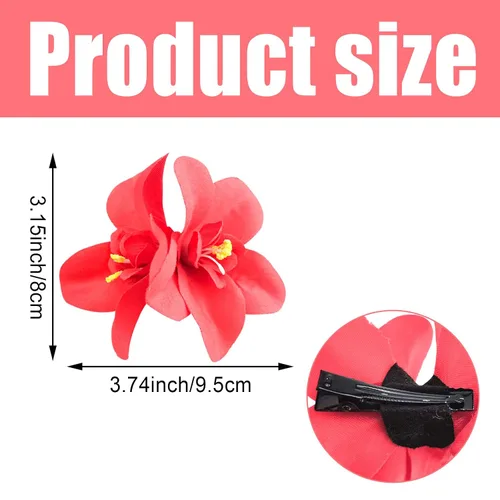 Miniatura 2 de 10 piezas de horquilla de flores bohemias artificiales para el cabello, hibisco hawaiano, plumeria, horquilla para vacaciones, accesorios