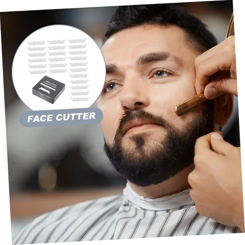 Miniatura 6 de Beavorty 300 piezas de cuchilla de afeitar cortador de cara cortador de barbería cuchillas recubiertas de platino afeitador para hombres viejo