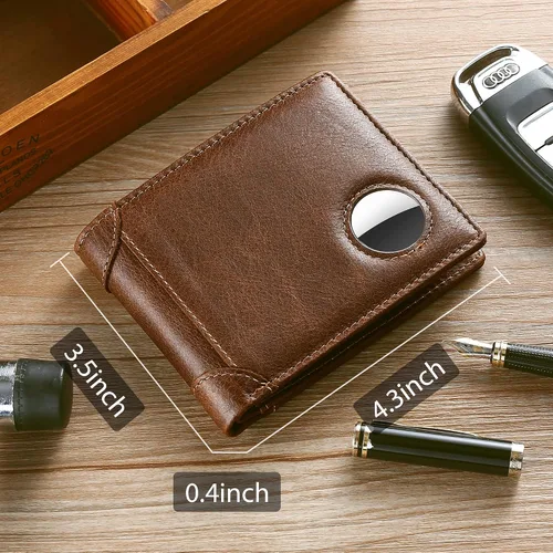 Miniatura 2 de Airtag mens Wallet, marrón, (Coffeebrown), Cartera de cuero para hombre