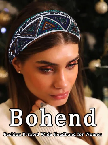 Miniatura 6 de Bohend Diademas anchas bohemias para mujer, 8 unidades, bandas elásticas antideslizantes para el cabello atléticas y yoga