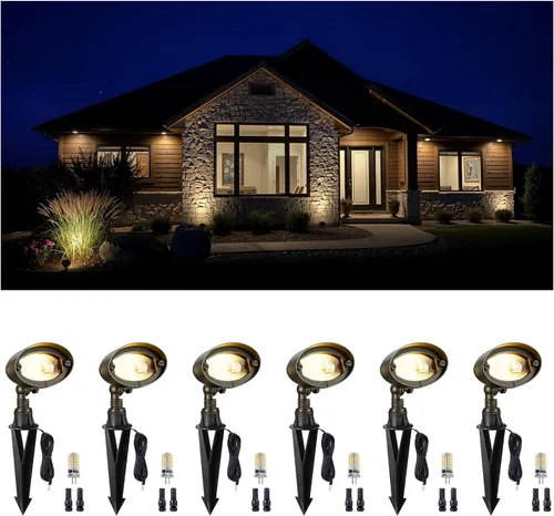Miniatura 27 de Gardenreet Luz de Inundación de Bajo Voltaje para Exteriores - Luz LED de Lavado de Pared de Latón Sólido 12V, Paisajística de Cableado Fijo