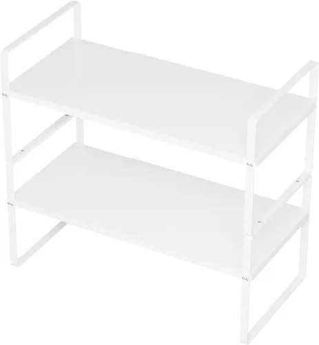 Miniatura 12 de SANNO Organizador de estantes de cocina expandibles, altura ajustable, gran apilable, armario de cocina, organizador de despensa y mostrador, Negro
