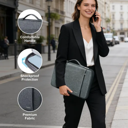 Miniatura 4 de Ferkurn Funda para laptop para hombres y mujeres, compatible con MacBook Air/Pro, Lenovo Surface, HP, Dell, ASUS Acer, 15.6 pulgadas, color gris