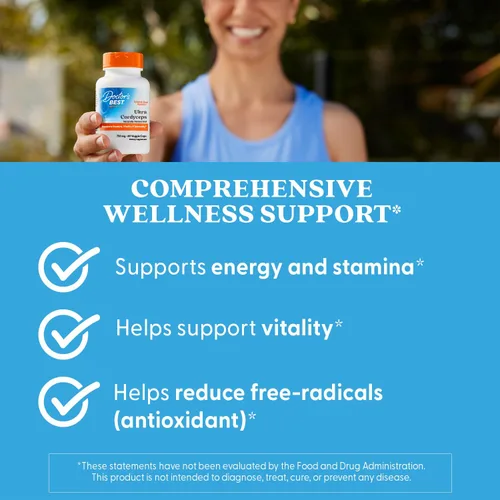 Miniatura 7 de Doctor's Best Suplemento Ultra Cordyceps - Cápsulas de hongos Cordyceps para hombres y mujeres, apoya la salud inmunológica, la energía