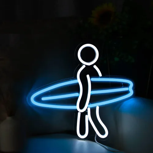 Miniatura 4 de Letrero de neón de surfista para decoración de pared de dormitorio alimentado por USB, decoración de tabla de surf, luz de surfista regulable