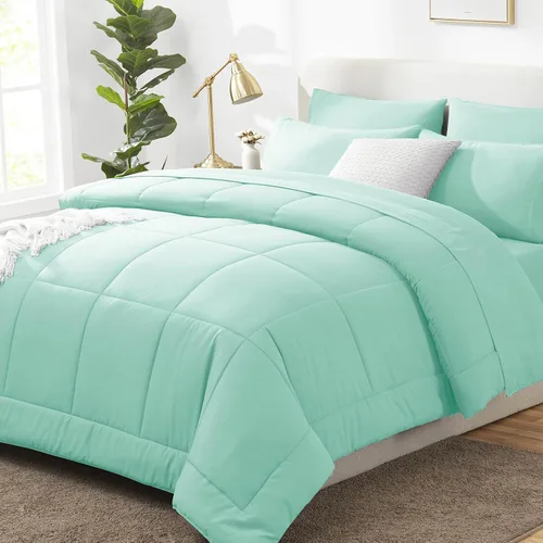 Miniatura 14 de CozyLux Juego de edredón tamaño King, color verde oliva, 7 piezas en una bolsa, edredón verde tamaño King, juegos de ropa de cama para todas