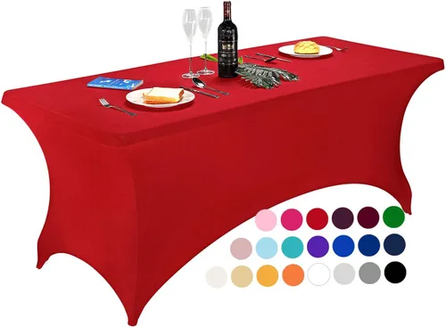 Miniatura 41 de LZY Cubierta de Mesa Elástica Ajustable de Spandex para Mesa Plegable de 6 pies, 4 pies o 8 pies, Mantel de Cóctel Rectangular, Perfecto para Champn