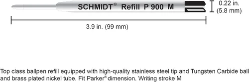Miniatura 4 de Schmidt P900 Bolígrafo Tc Ball Parker Style Recarga Mediana, Negro, Paquete de 2 Blister (SC58135)