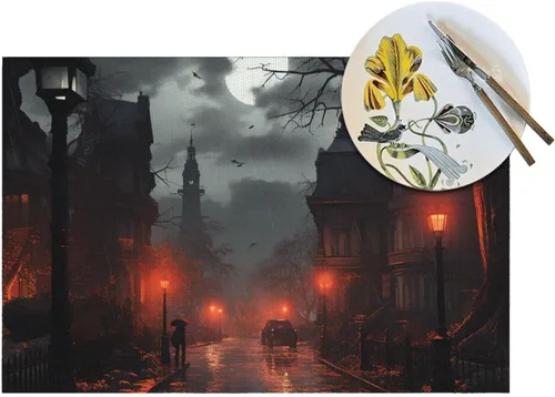 Miniatura 5 de 6 PCS PVC Placemats Set Place Mats Bad Weather Non-Slip Weave Place Mats 12" x 18" Farmhouse Table Mat Set for Family Dinners Wedding Parties