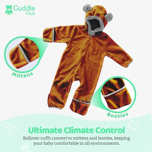 Miniatura 99 de Enterizo de vellón para bebé, rómper de una sola pieza con capucha para niños, ropa para exteriores, chaqueta infantil