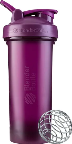 BlenderBottle Classic V2 Botella mezcladora perfecta para batidos de proteínas y preentrenamiento, 28 onzas, color ciruela