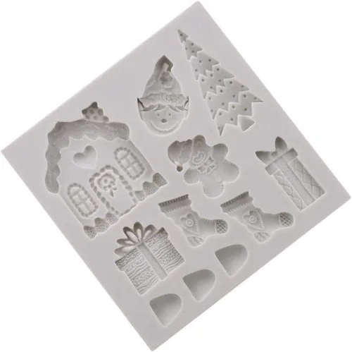 Miniatura 2 de Molde de silicona 3D para fondant, estilo navideño, Sugarcraft, caramelo, pastel, antiadherente, chocolate, pasta de goma, herramientas