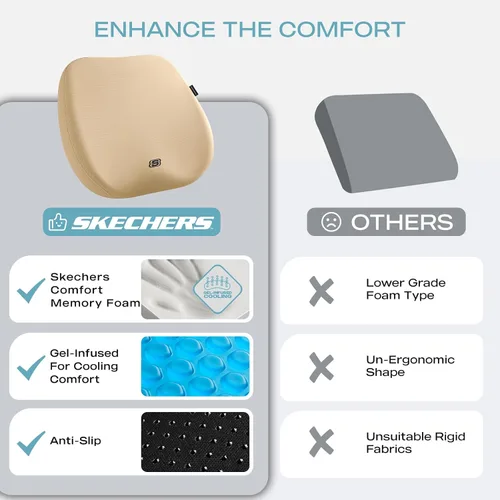 Miniatura 5 de Skechers Cojín de asiento de gel y espuma viscoelástica de alta calidad, cojín para silla de oficina para aliviar el dolor de coxis, almohada