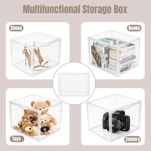 Miniatura 4 de Paquete de 3 organizadores de bolsos para armario, vitrina de acrílico transparente, caja organizadora de almacenamiento con puerta magnética