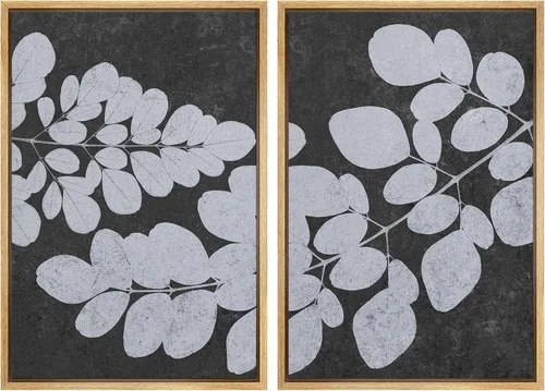 Miniatura 71 de SIGNWIN Lienzo enmarcado para pared, juego de arte con anillos de árbol de bosque grunge en blanco y negro, ilustraciones de naturaleza silvestre