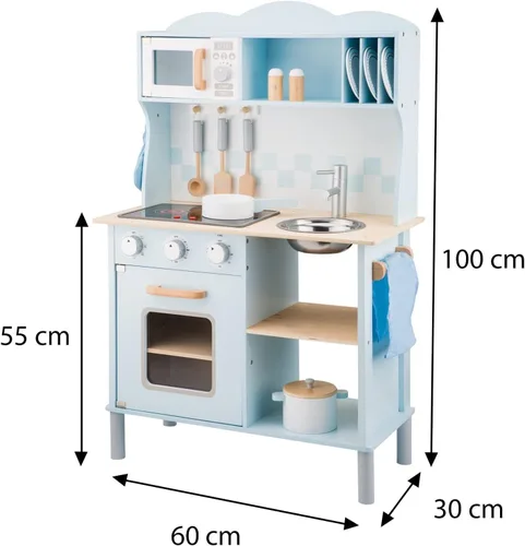 Miniatura 9 de Nuevos juguetes clásicos de madera azul juego de simulación cocina para niños con juego de roles Bon Appetit Cocina eléctrica incluidos Accesorios